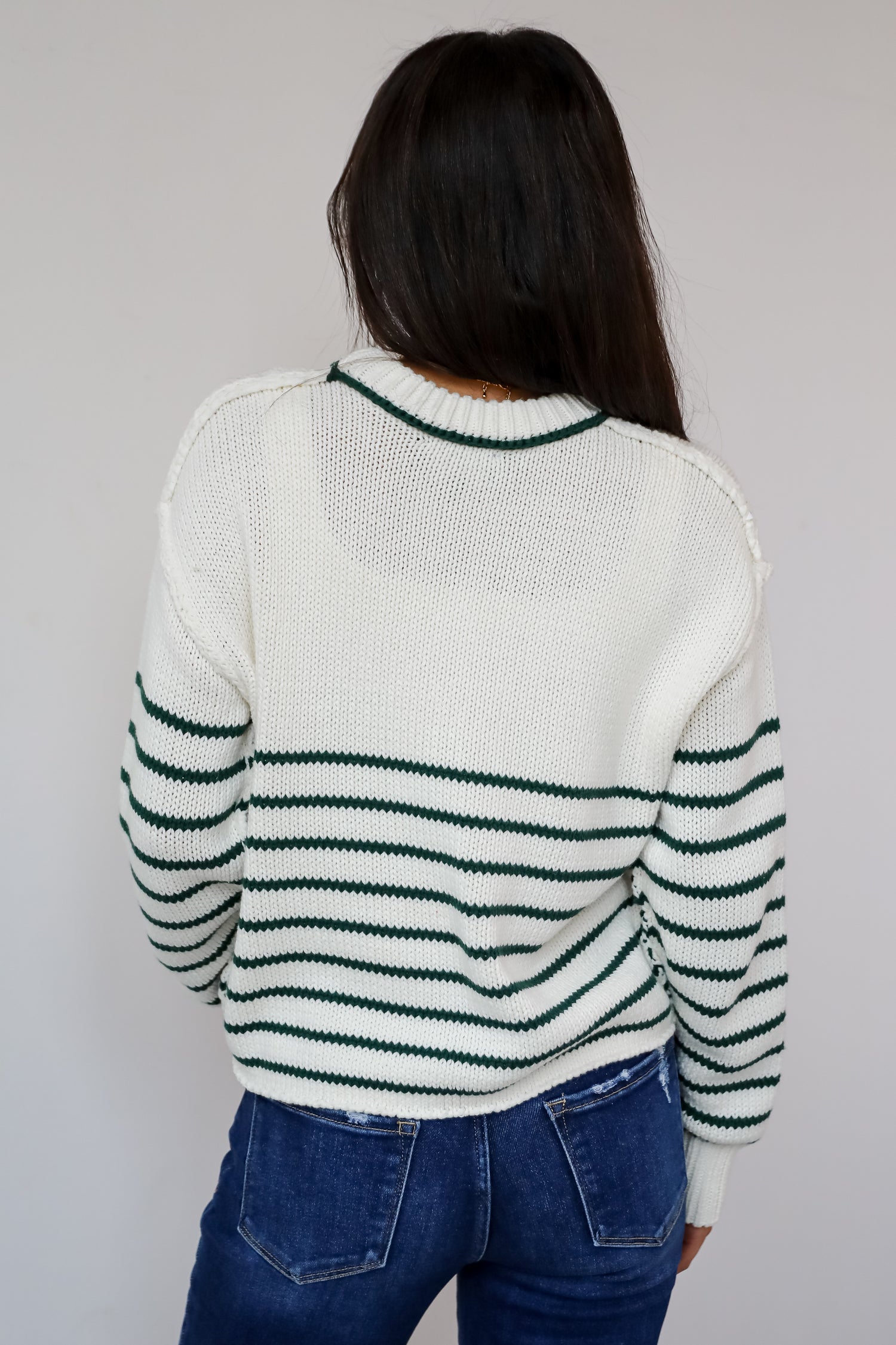 Chic Outcome Green Striped Sweater