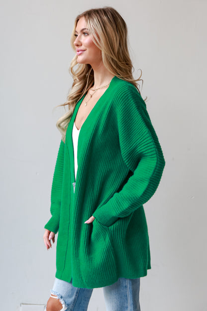 long Green Sweater Cardigan