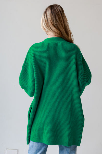 Green Sweater Cardigan on model