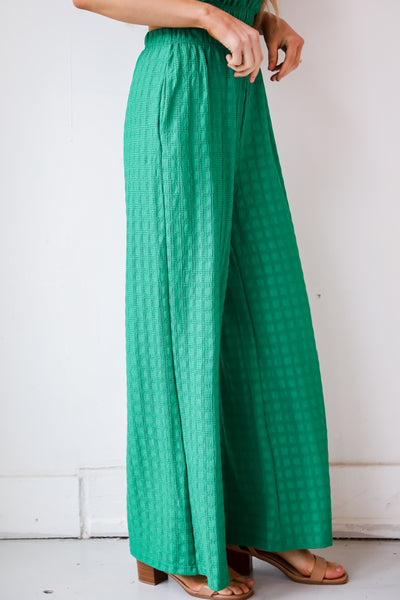 womens Green Textured Pants