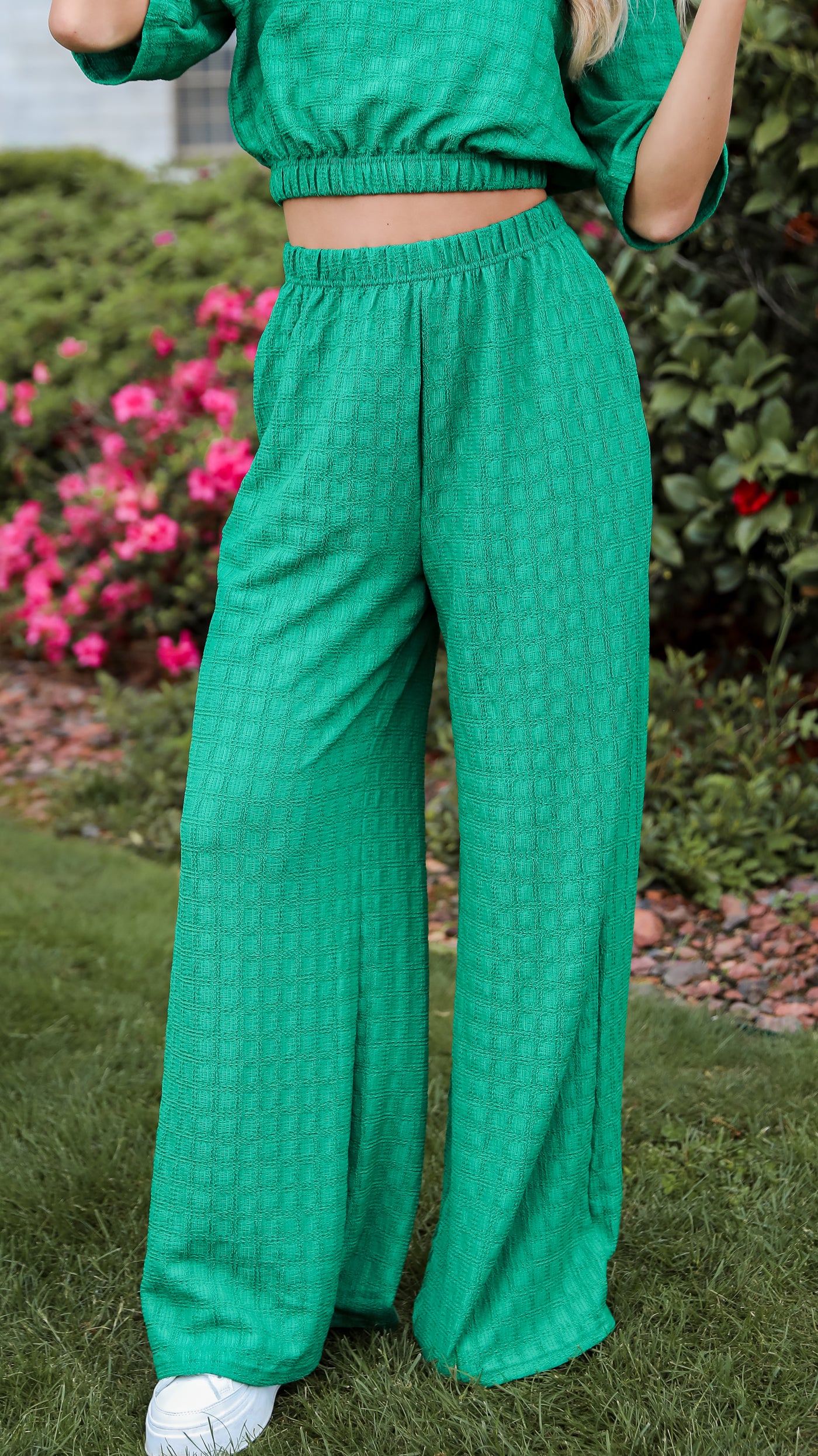Green Textured Pants