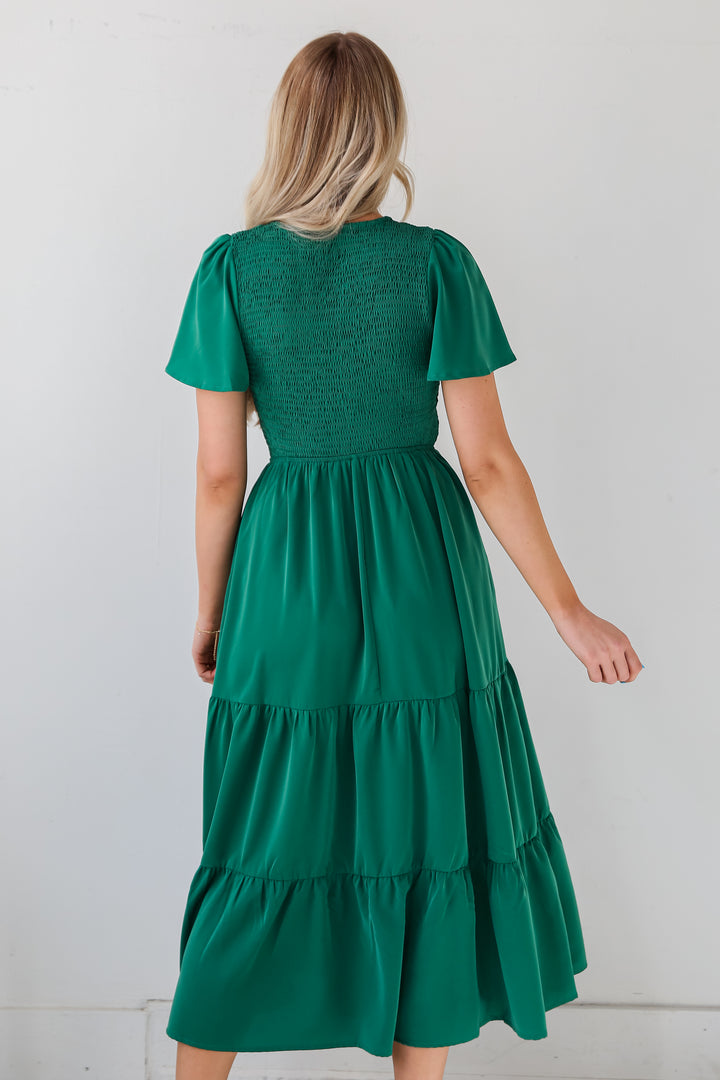 Kelly Green Tiered Maxi Dress back view
