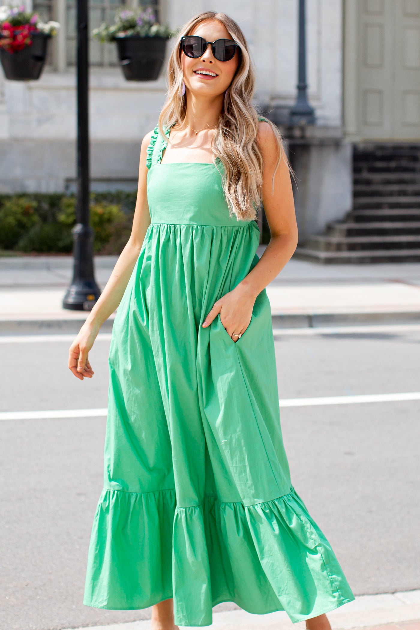 green Ruffle Maxi Dress