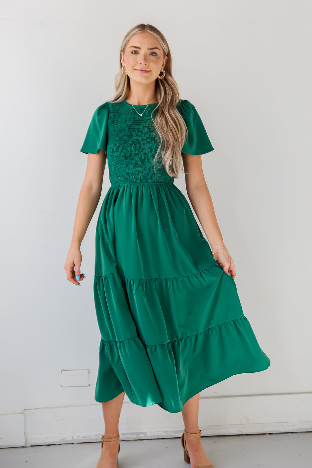 Kelly Green Tiered Maxi Dress for women