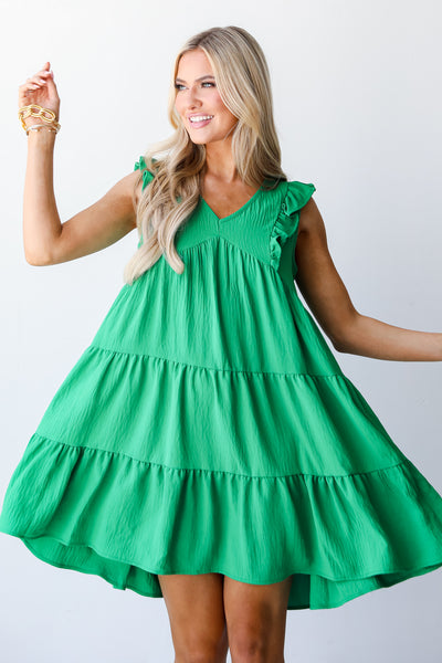 kelly green Tiered Mini Dress