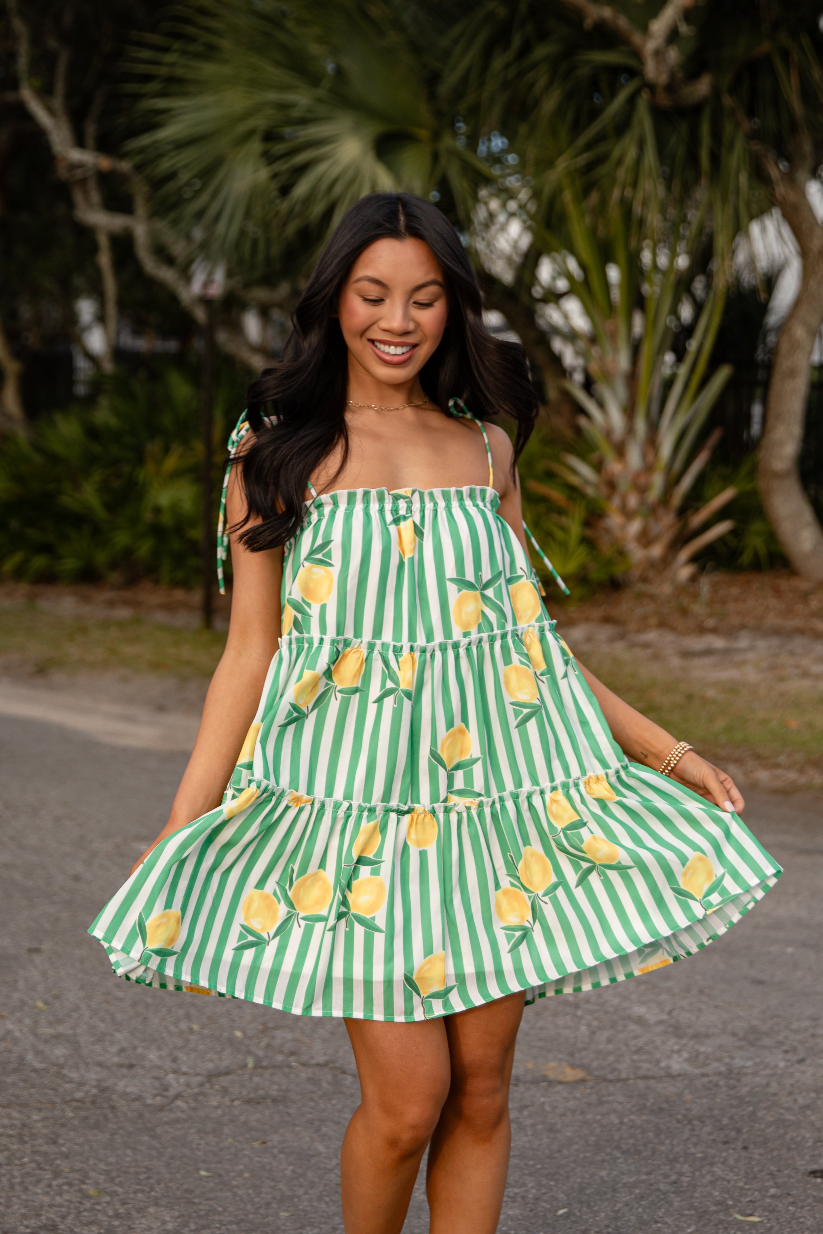 Citrus Grove Stripe Mini Dress | Trendy Women's Dresses