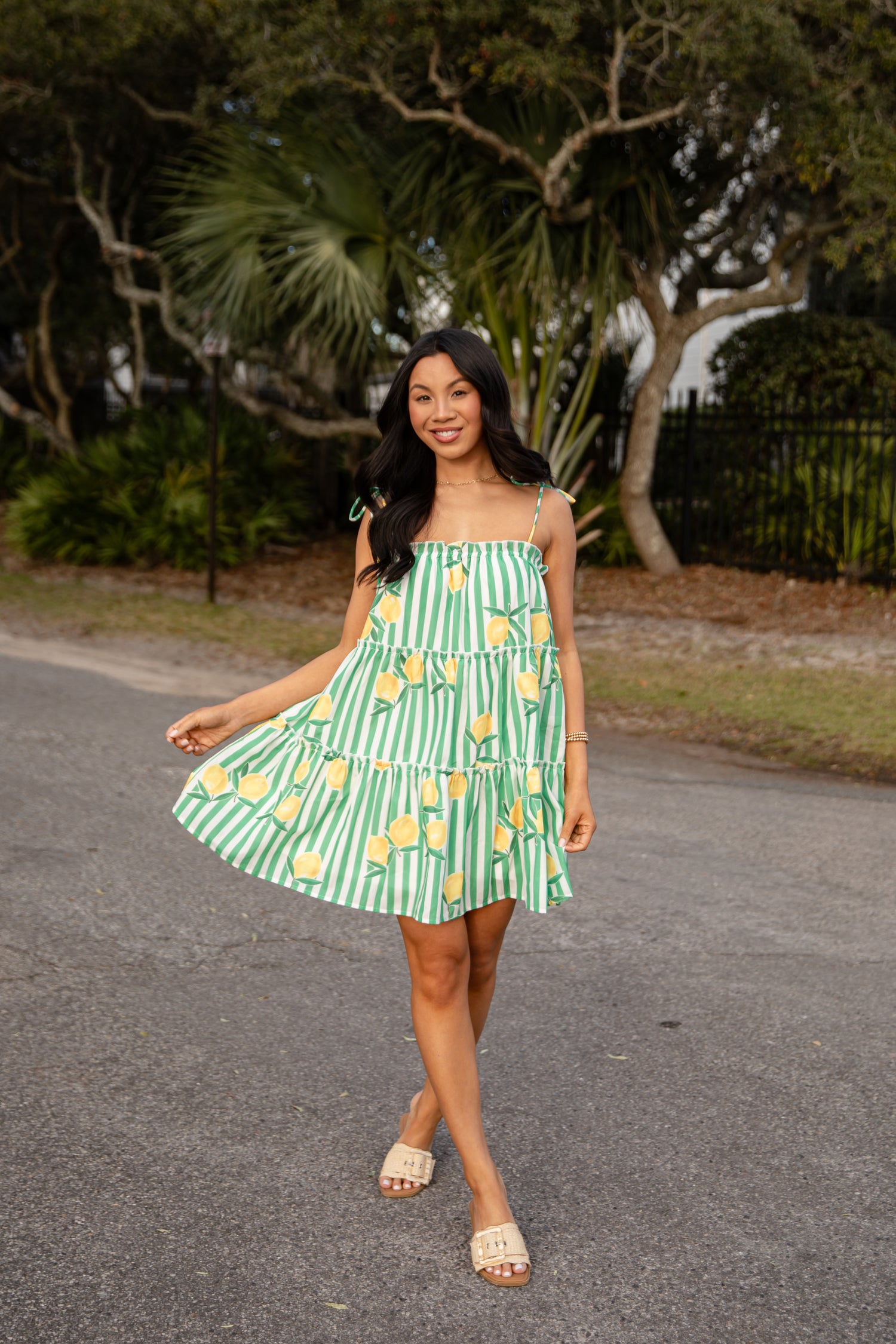 Citrus Grove Stripe Mini Dress | Trendy Women's Dresses