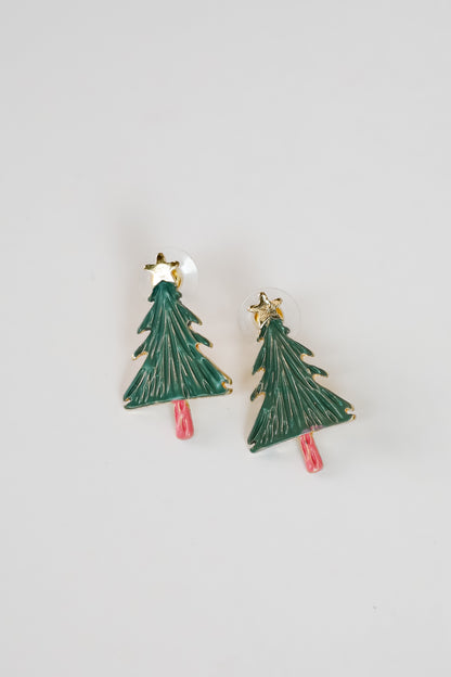 Belle Green Christmas Tree Stud Earrings