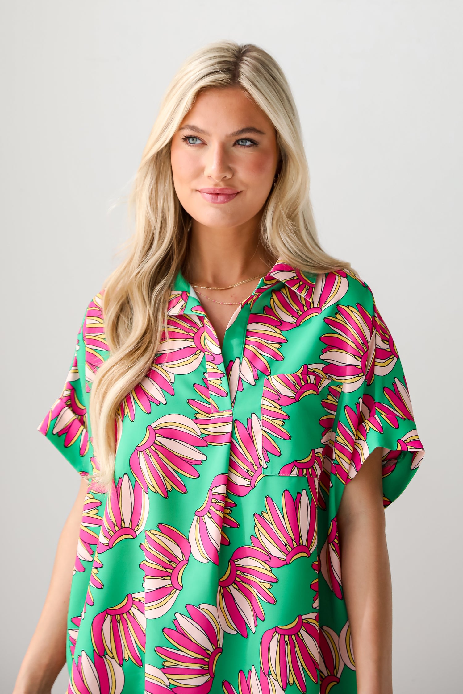 womens Tropical Green Blouse