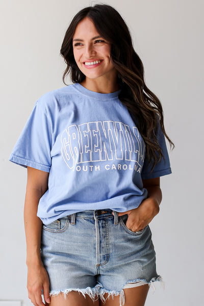 Light Blue Greenville South Carolina Tee front view