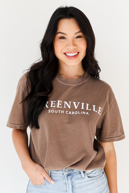 Mocha Greenville South Carolina Tee close up