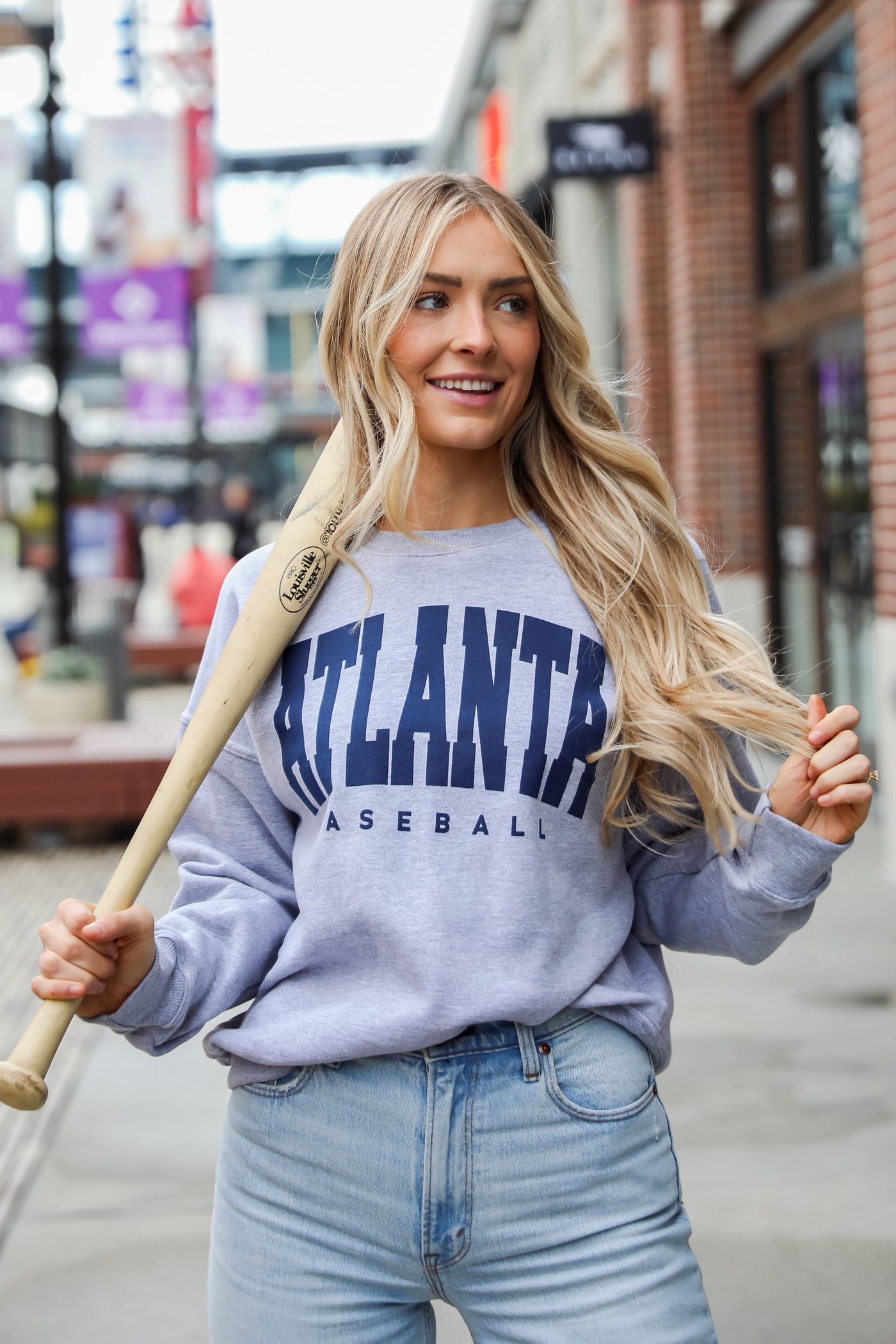 Heather Grey Atlanta Baseball Sweatshirt