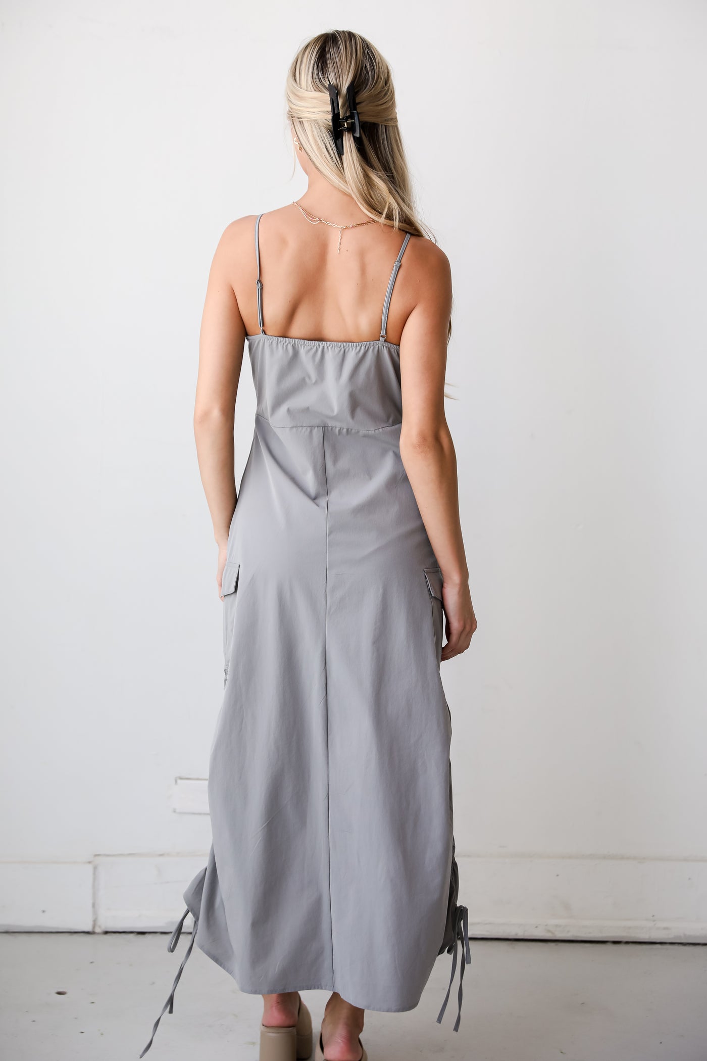 Grey Cargo Maxi Dress for women