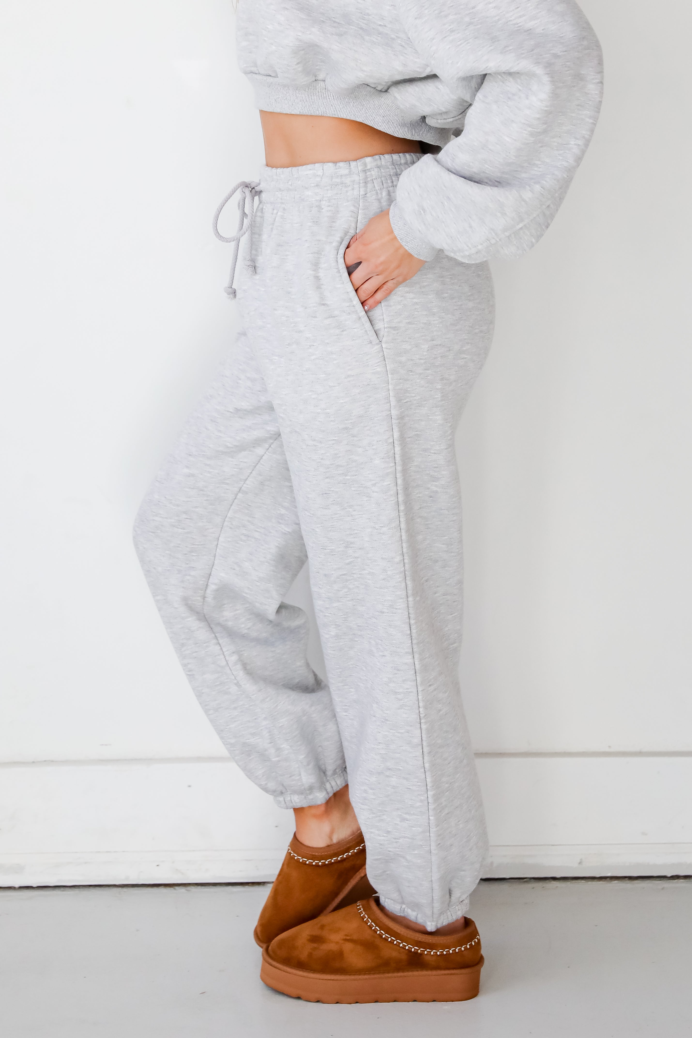 Snuggly Style Heather Grey Fleece Joggers