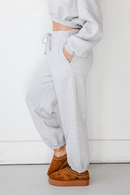 Snuggly Style Heather Grey Fleece Joggers