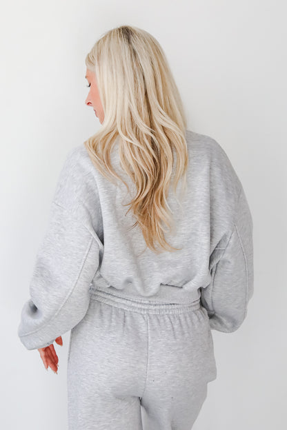 Snuggly Style Heather Grey Fleece Sweatshirt