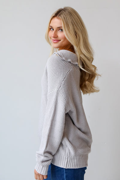 grey Collared Oversized Sweater side view