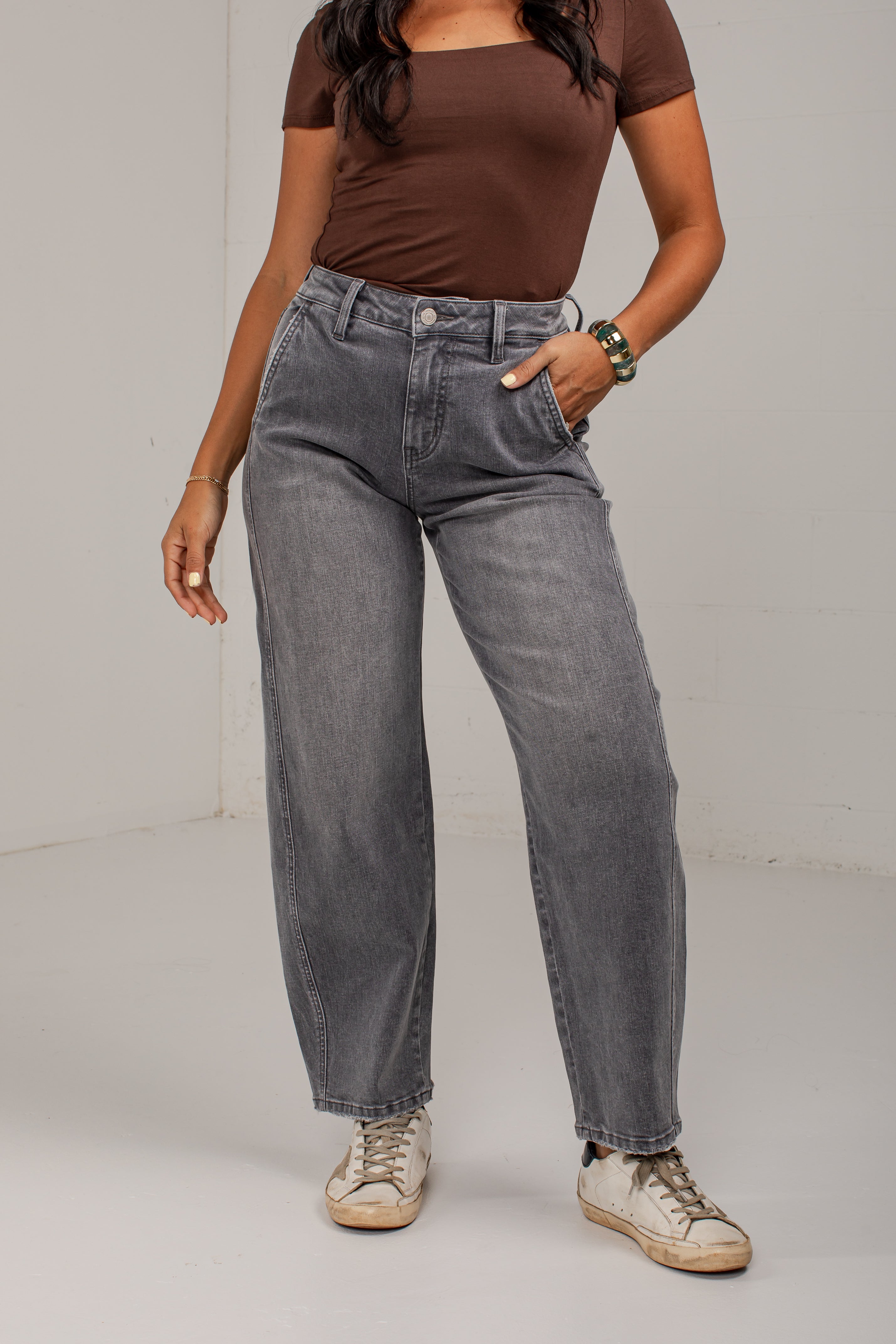 Emily Grey High Rise Wide Leg Jeans | Women's Trendy Denim – Dress Up