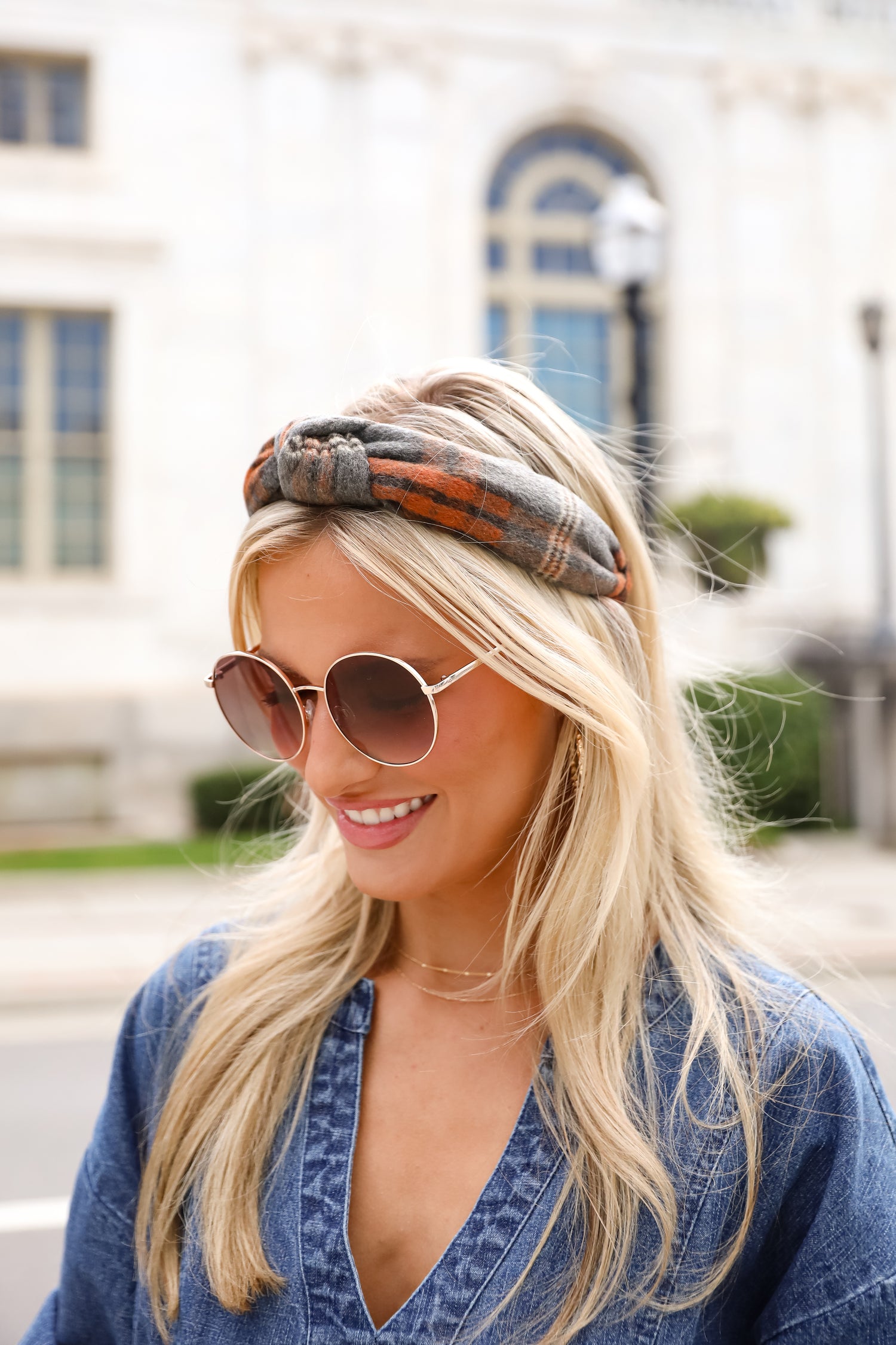 Precious Energy Plaid Knotted Headband