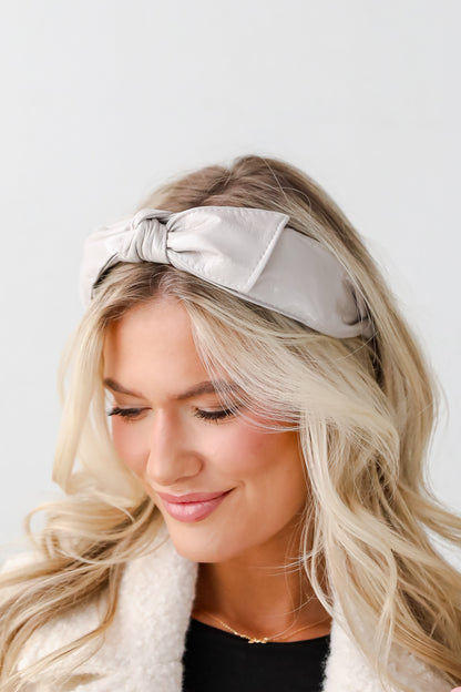 Poised Finish Leather Bow Headband