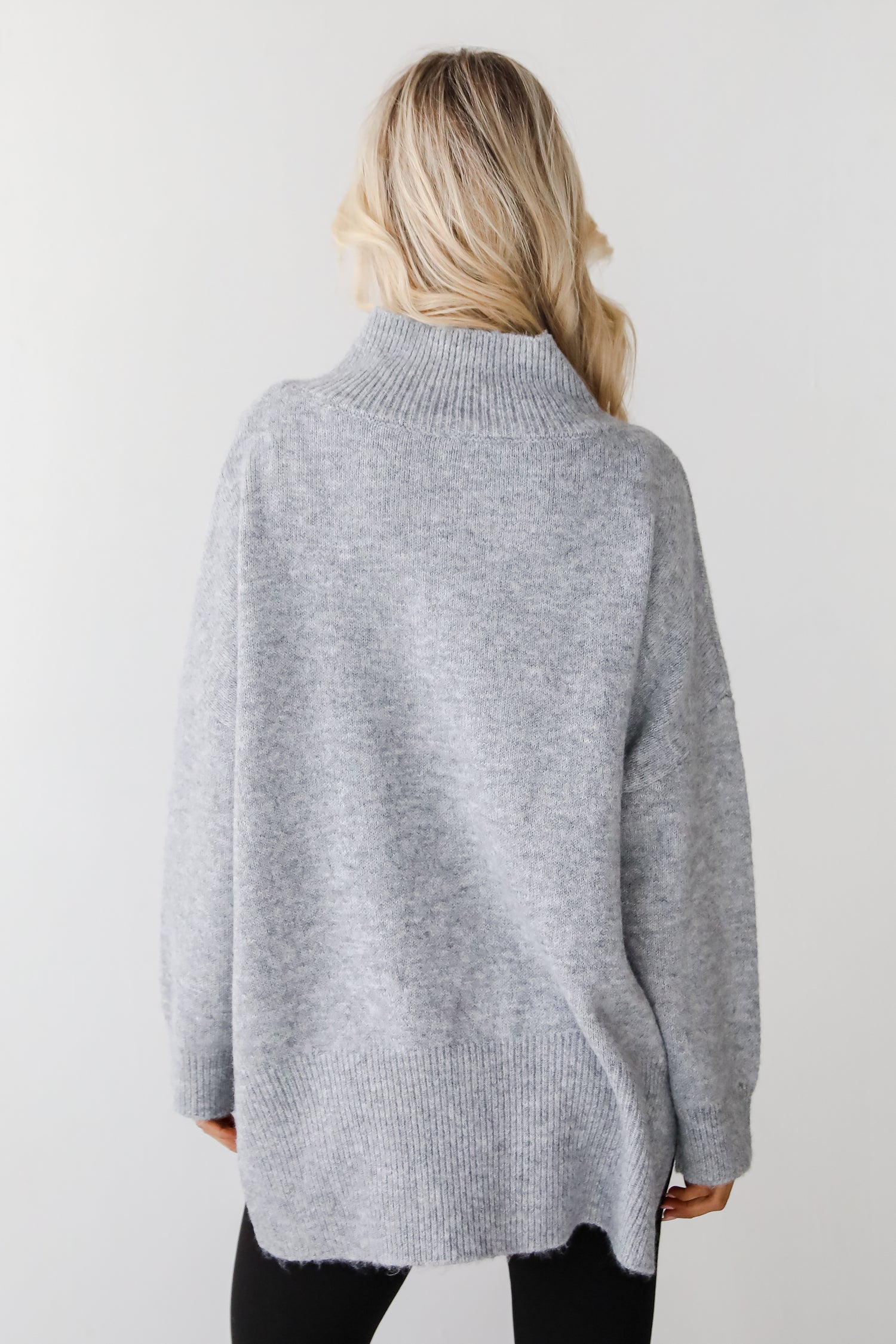 Winter Classic Heather Grey Mock Neck Oversized Sweater