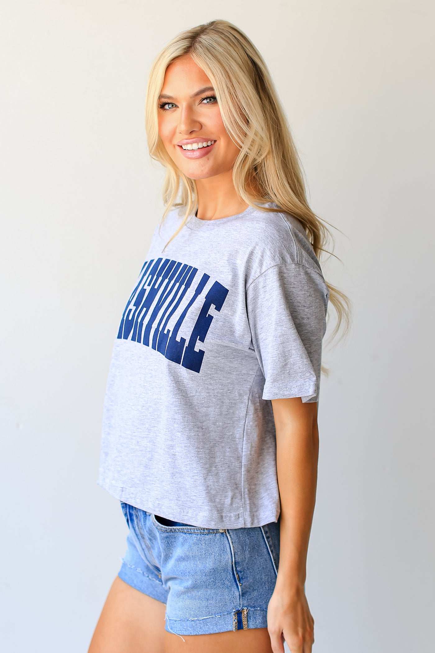 Heather Grey Nashville Cropped Tee side view