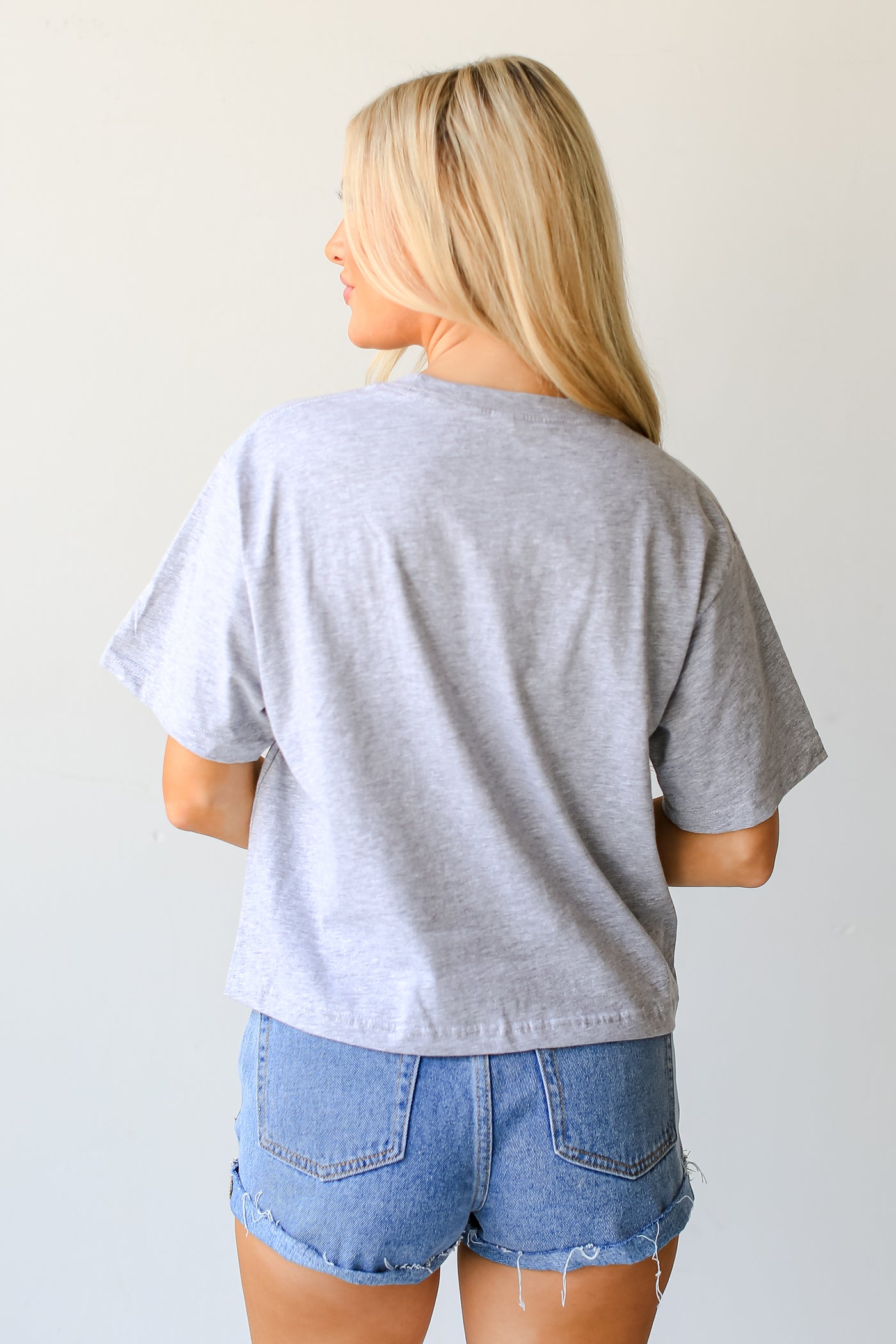 Heather Grey Nashville Cropped Tee back view