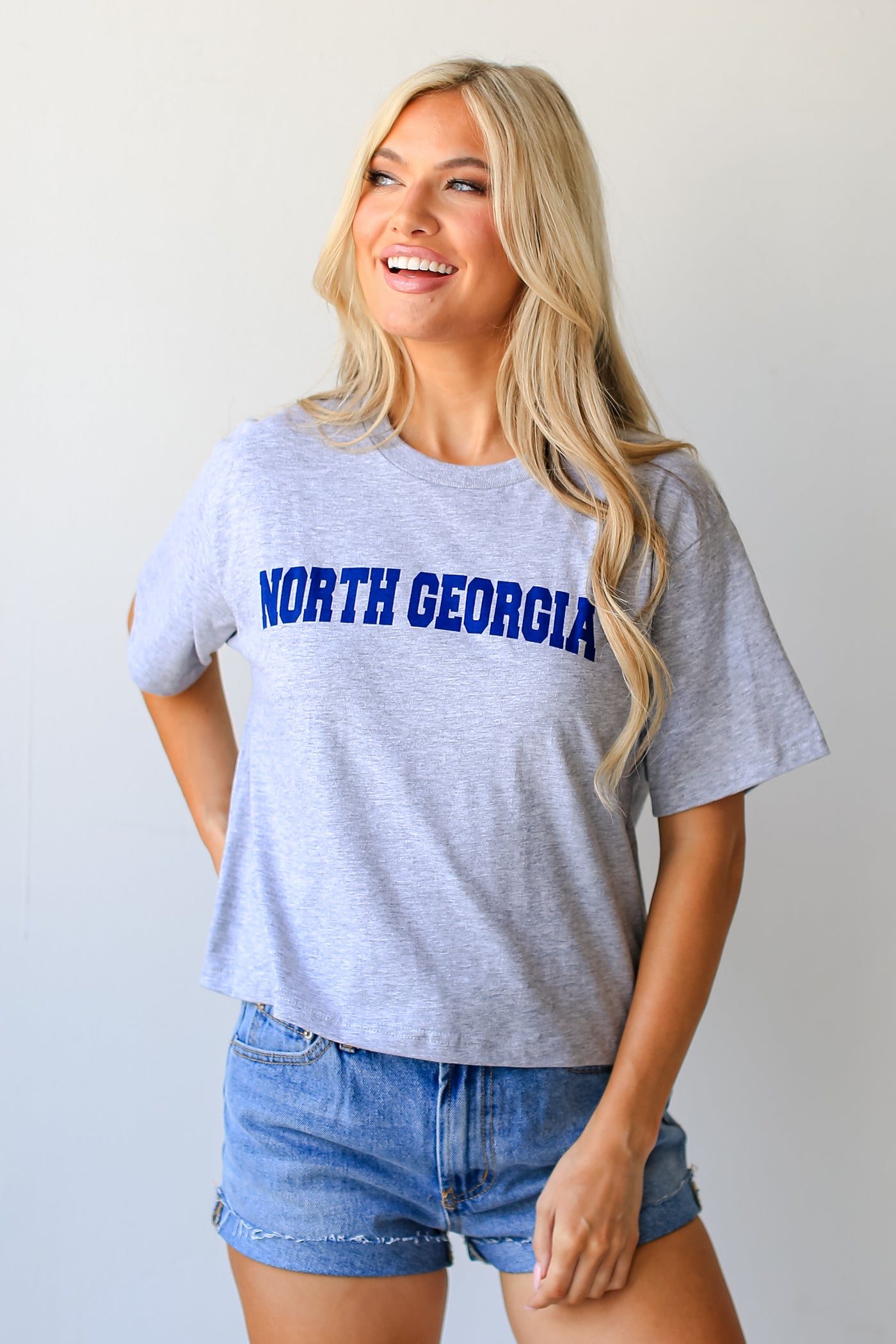 Heather Grey North Georgia Cropped Tee front view