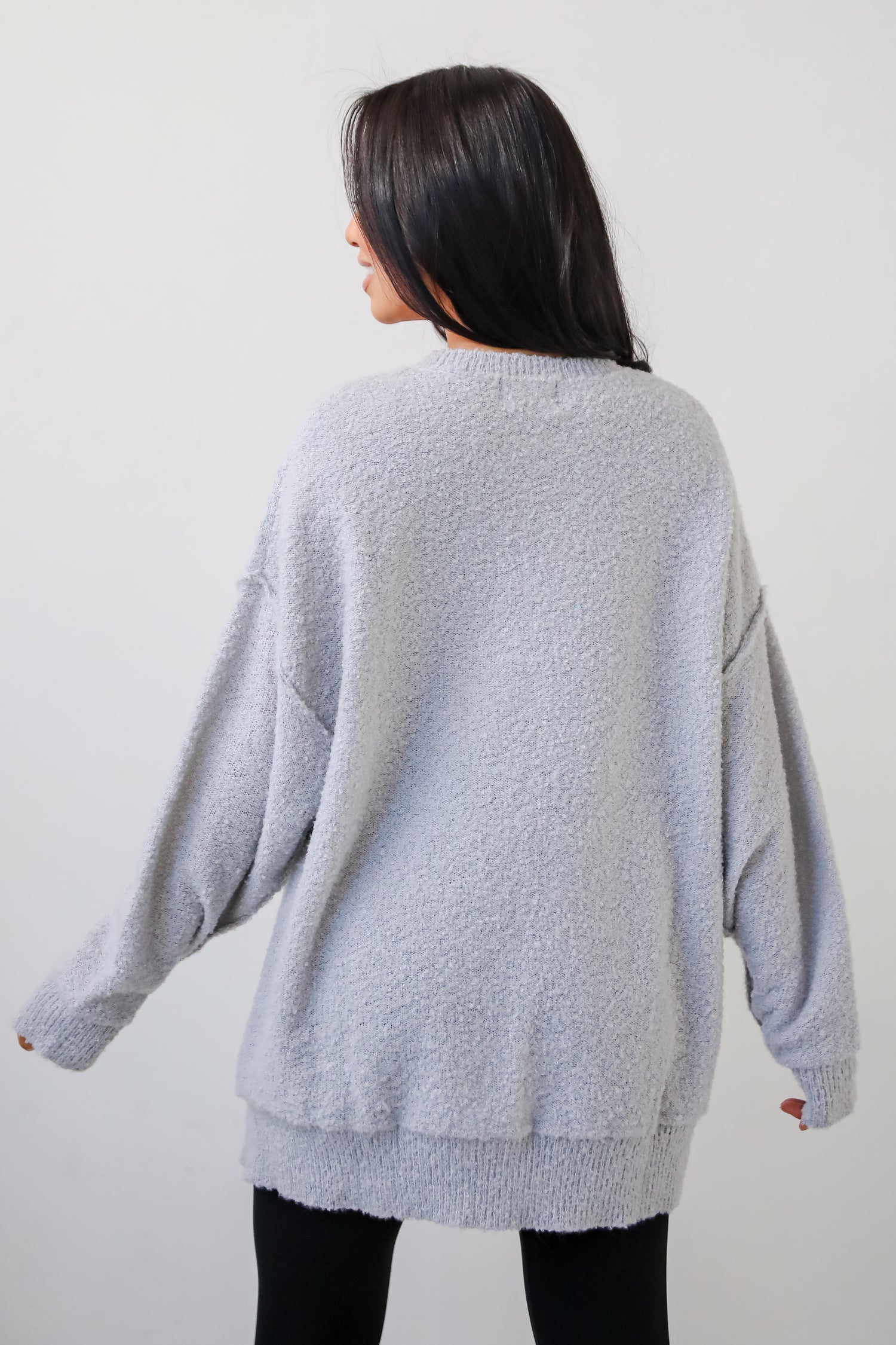 Cuddly Sensation Heather Grey Oversized Sweater