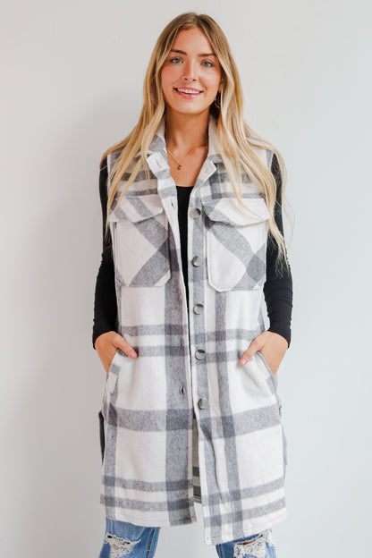 Sophisticatedly Cozy Plaid Longline Vest