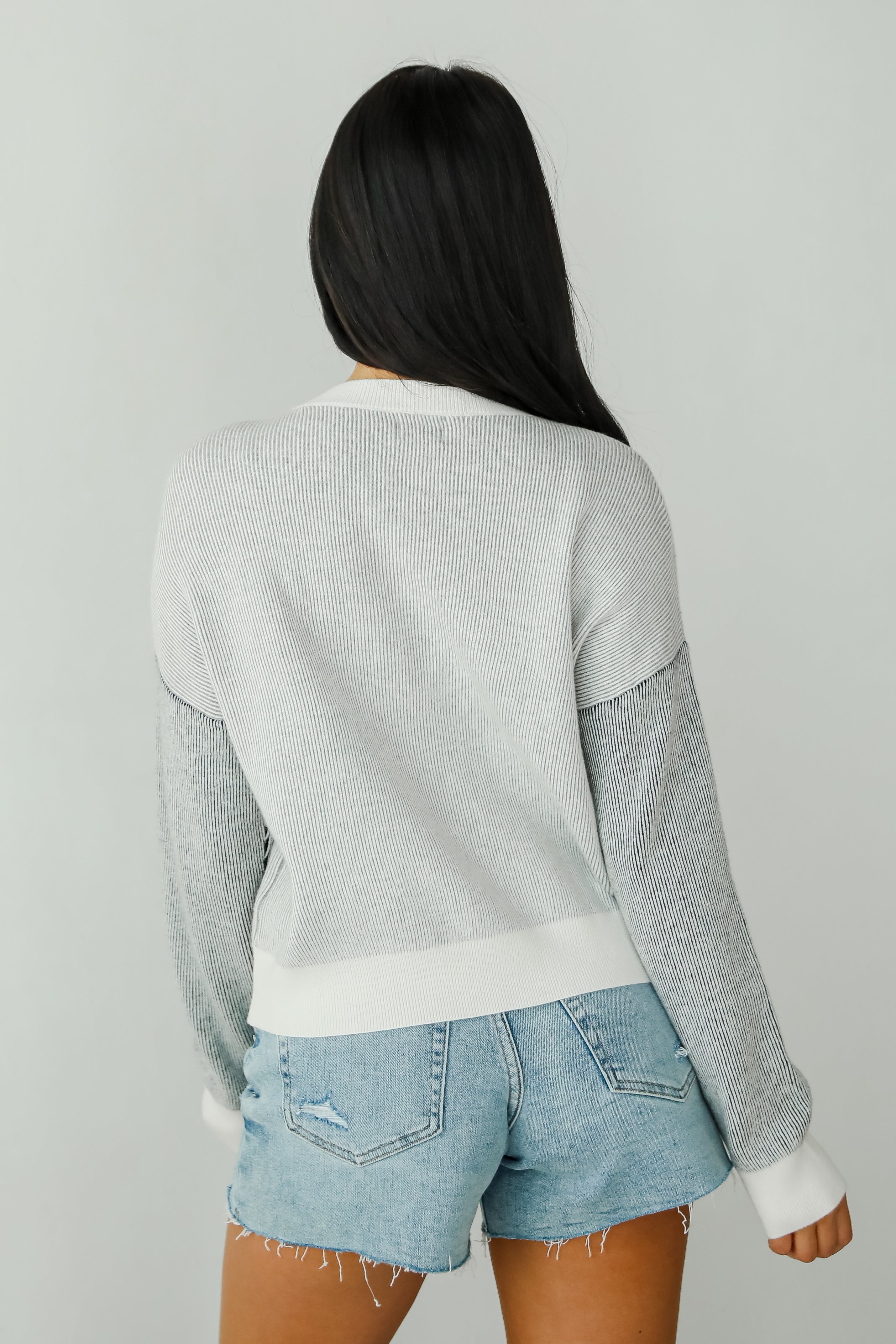 Fireside Flirt Grey Ribbed Sweater