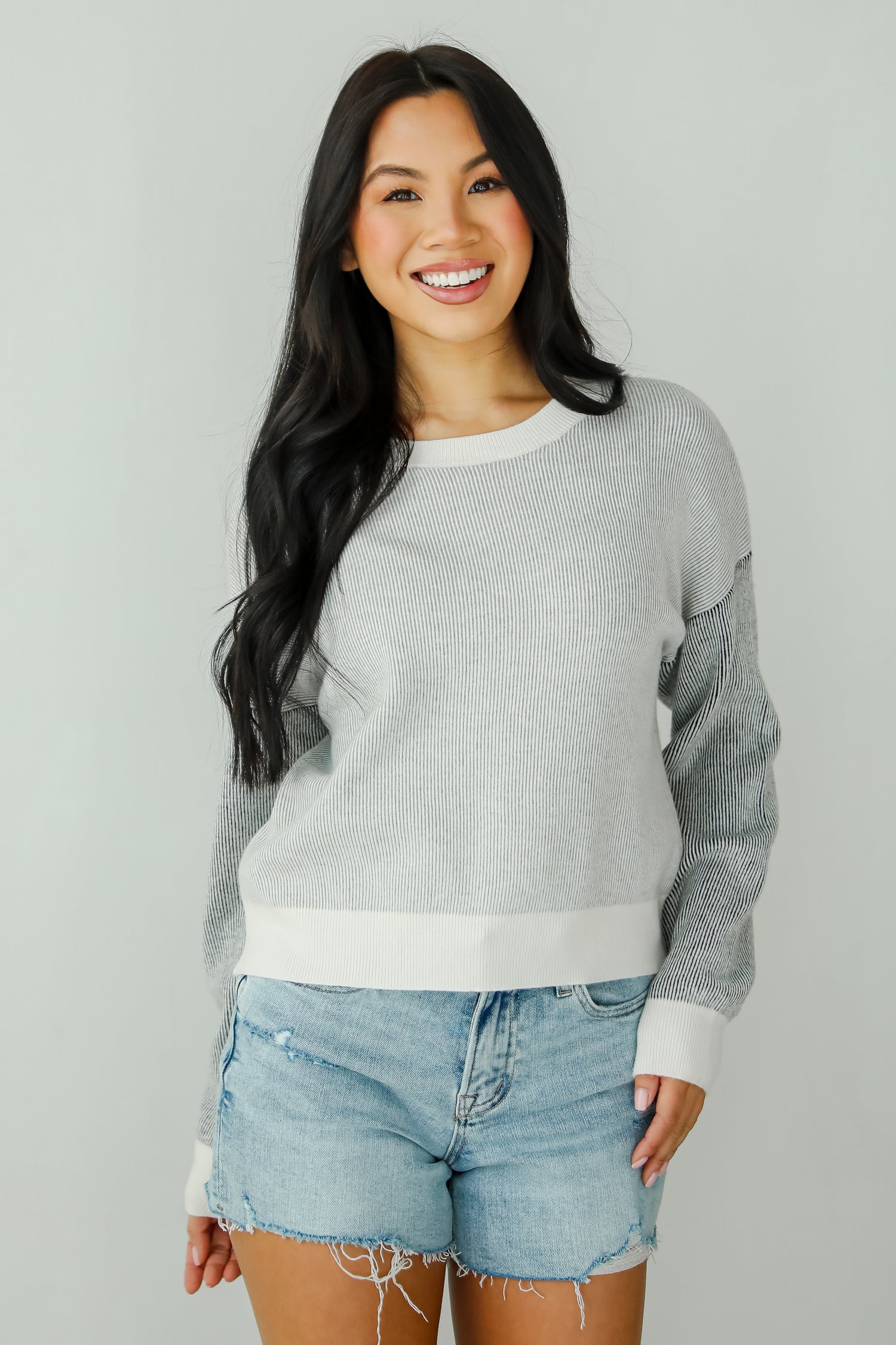 Fireside Flirt Grey Ribbed Sweater