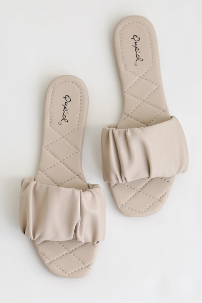 flat  Grey Slide Sandals