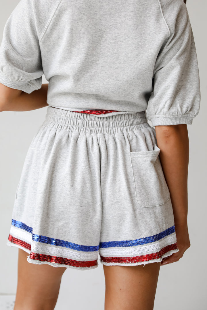 USA Heather Grey Sequin Shorts