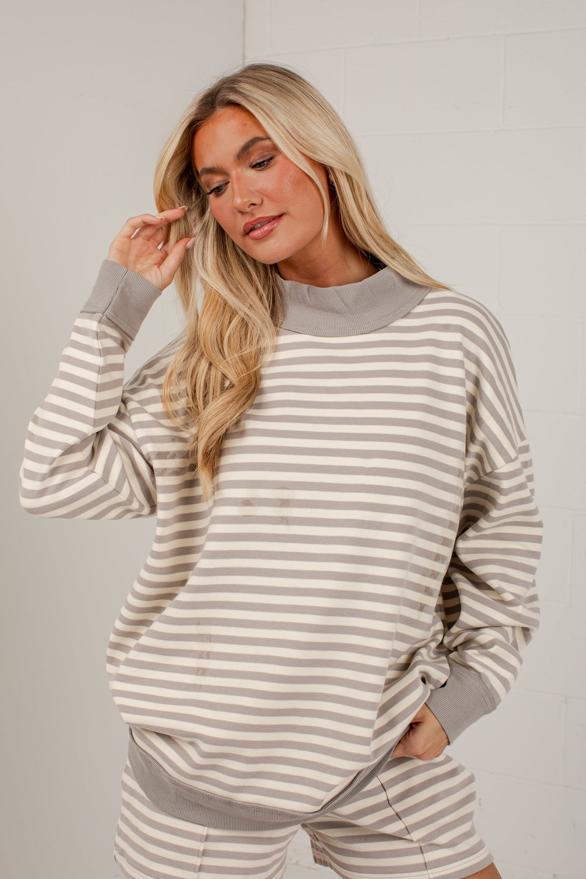 Always Fun Striped Mock Neck Top