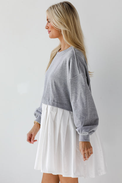 Contemporary Elegance Heather Grey Sweatshirt Dress