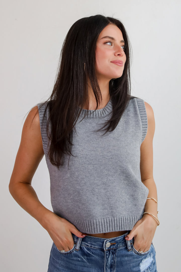 Coziest Option Grey Sweater Tank