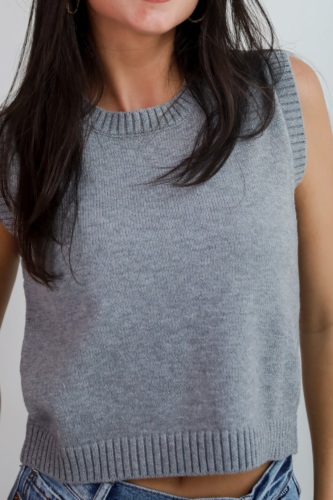 Coziest Option Grey Sweater Tank