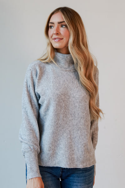 cozy Heather Grey Turtleneck Sweater