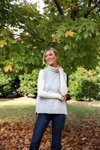 Perfectly Toasty Heather Grey Turtleneck Sweater Top