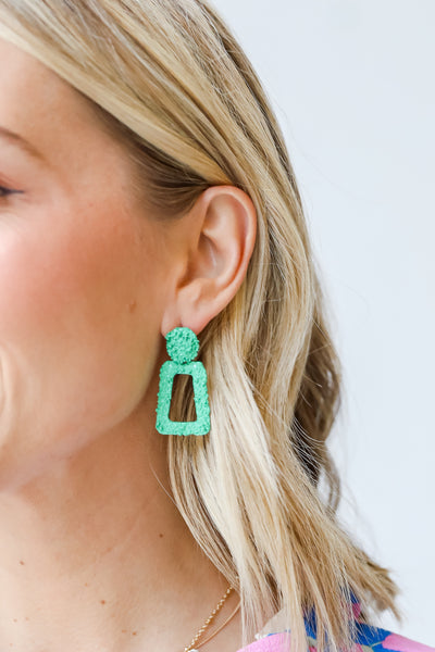 green Statement Earrings