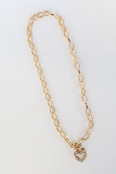 Gold Heart Charm Chain Necklace for women