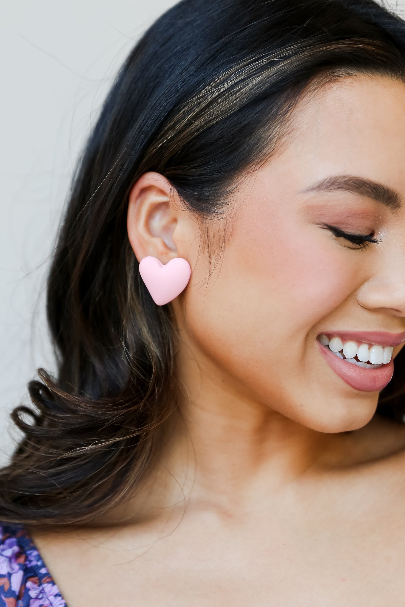 cute Pink Heart Stud Earrings
