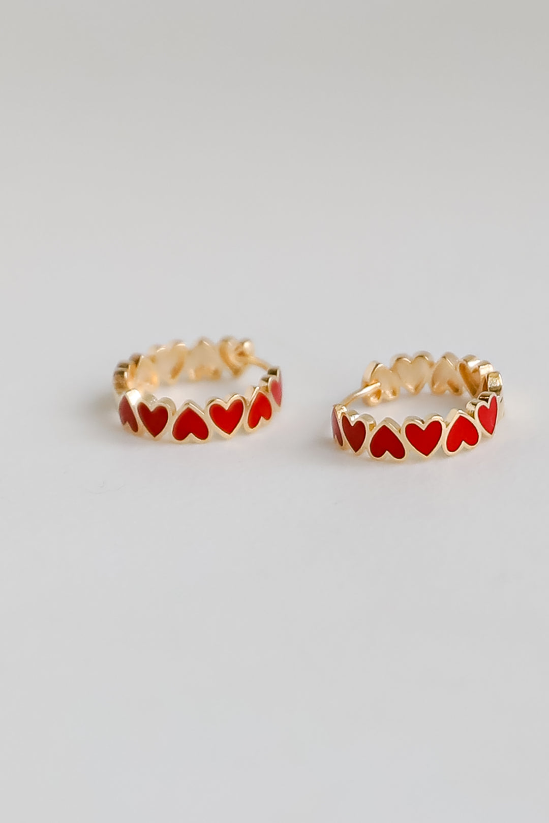 red  Heart Mini Hoop Earrings