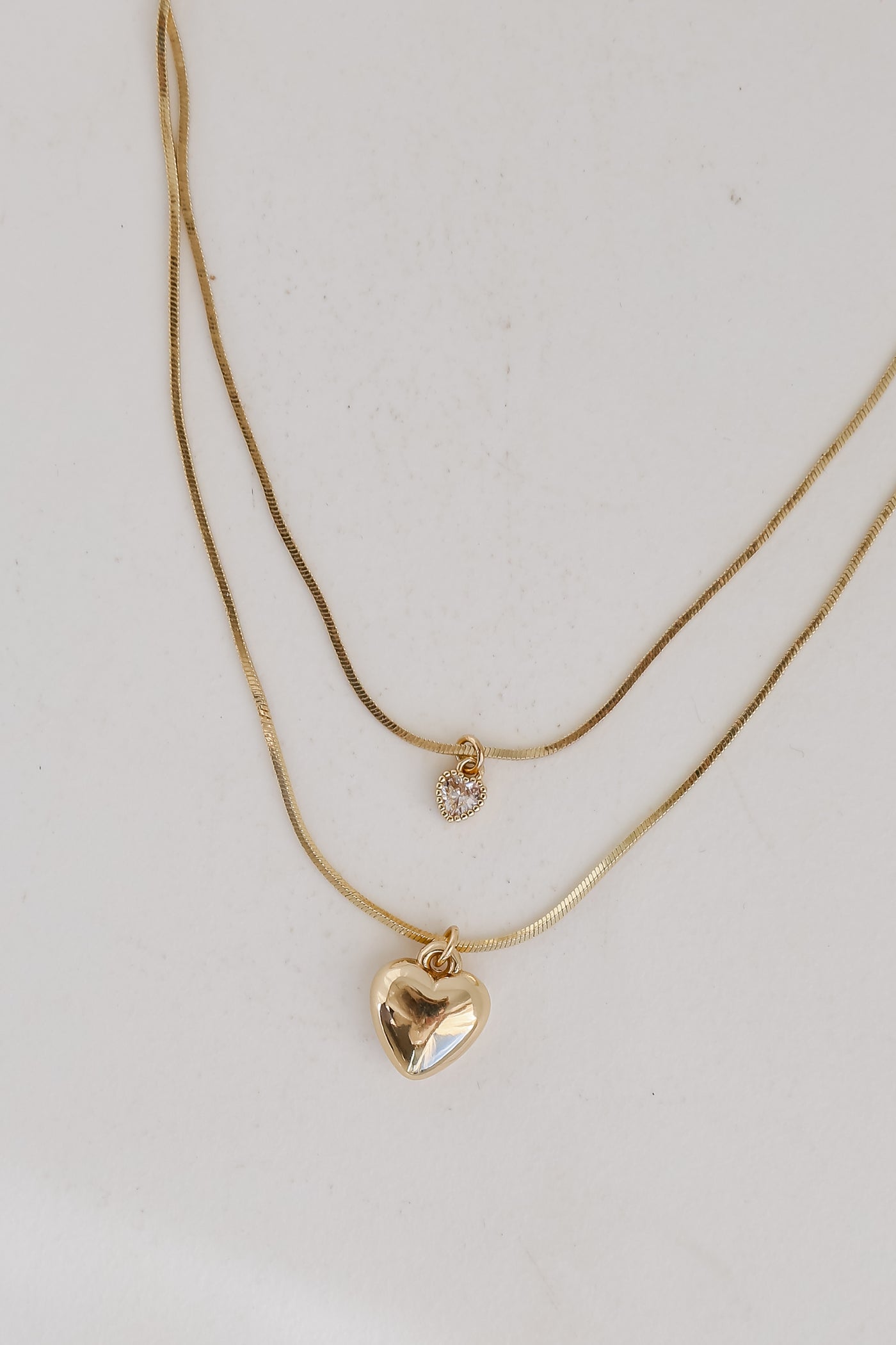 Gold Heart Layered Chain Necklace