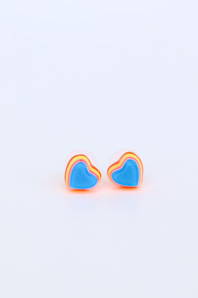 blue Heart Stud Earrings flat lay