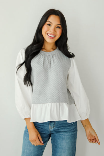 Darling Posture Heather Grey Contrast Blouse