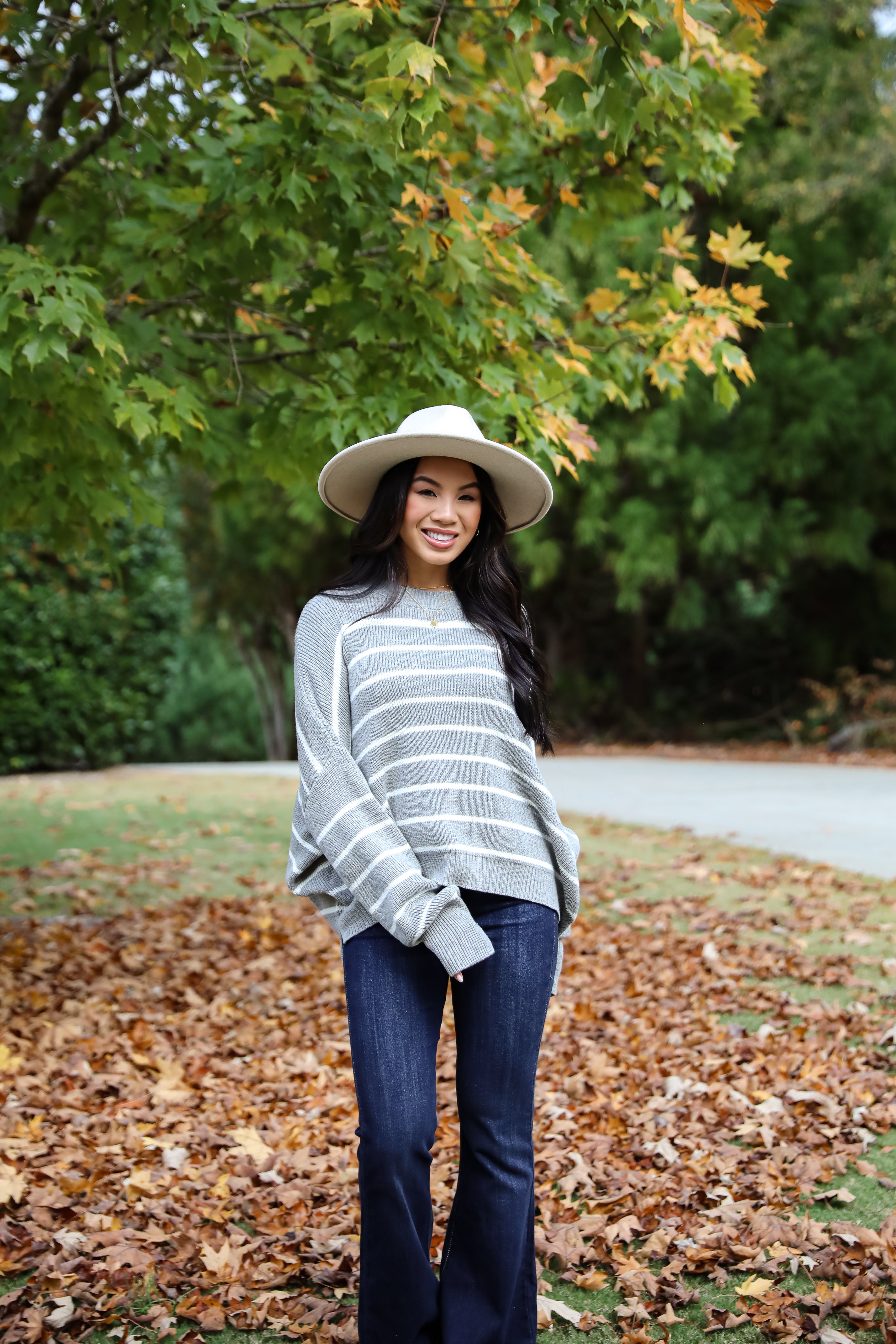 Favorite Potential Heather Grey Striped Sweater