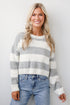 Polished Muse Heather Grey Striped Sweater