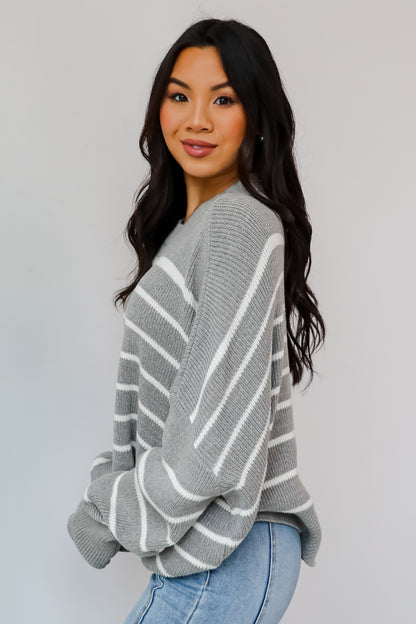 Favorite Potential Heather Grey Striped Sweater